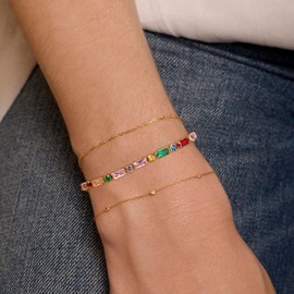 KissYan Tennis Bracelet for Women, 14K Gold Plated Cubic Zirconia Adjustable Slider Bracelets Trendy Jewelry Gift, moderate, Cubic Zirconia, Cubic Zirconia