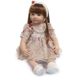 Reborn Baby Doll Girl Clothes 24 inch Outfit Accessories Floral Princess Dress for 22-24 Inch Reborn Doll Clothes Toddler Girl