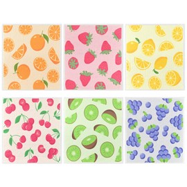 Swedish Dish Cloths 6 Pack, Reusable, Sponge Cloth Kitchen Towels, Absorbent Dish Cloths Reusable, Microfiber Sponge Absorbent Quick Drying Kitchen Towels For Kitchen, Fruit, One Size Fits All