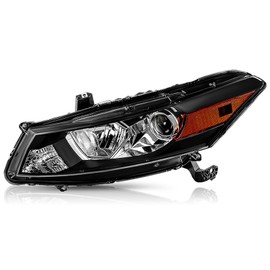 TUSDAR Headlight Assembly Compatible with 2008-2012 Honda Accord 2-Door Coupe Projector Headlamp Black Amber, LH
