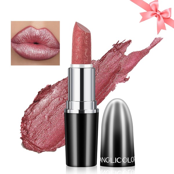 Likesing 1 Piece Glitter Lipstick Set Lip Gloss 24 Hours Hold Matte Lipstick Lip Gloss Long Lasting Lipstick Pink Red Nude Lip Balm Make Up Women Lip Gloss Gift (01, 1)