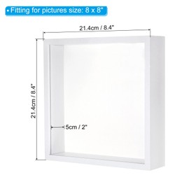 PATIKIL 6x8 Shadow Box Frame, Wooden Dried Flower Display Stand Floating Photo Frame Acrylic Picture Frame for Flowers Ticket Crafts and Photos, White