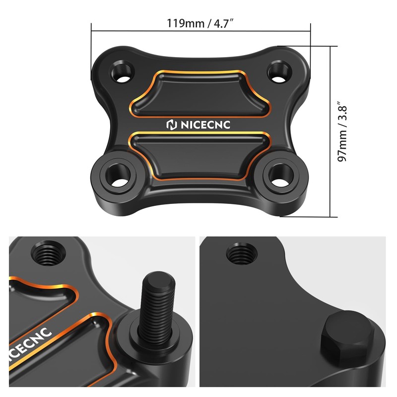 NICECNC Orange Handlebar Riser Pull Back Plate Aluminium Handlebar Displacement