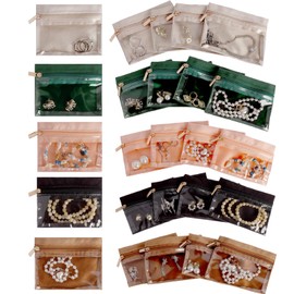 20 Pcs Travel Velvet Jewellery Pouch Jewellery Organiser Bag with Zipper Clear Travel Jewellery Bag for Organizing Necklaces, Bracelets, Rings, and earrings for Travel, Business, Home Organisation