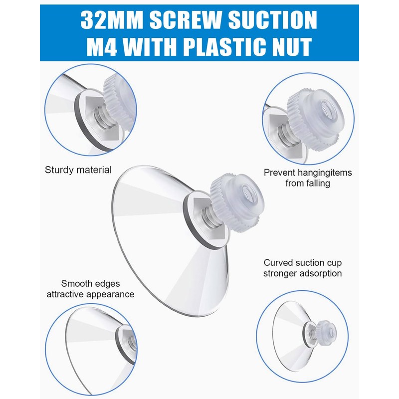 LOZTBUE 8 Threaded Suction Cups, Suction Cup Holder for Electronic