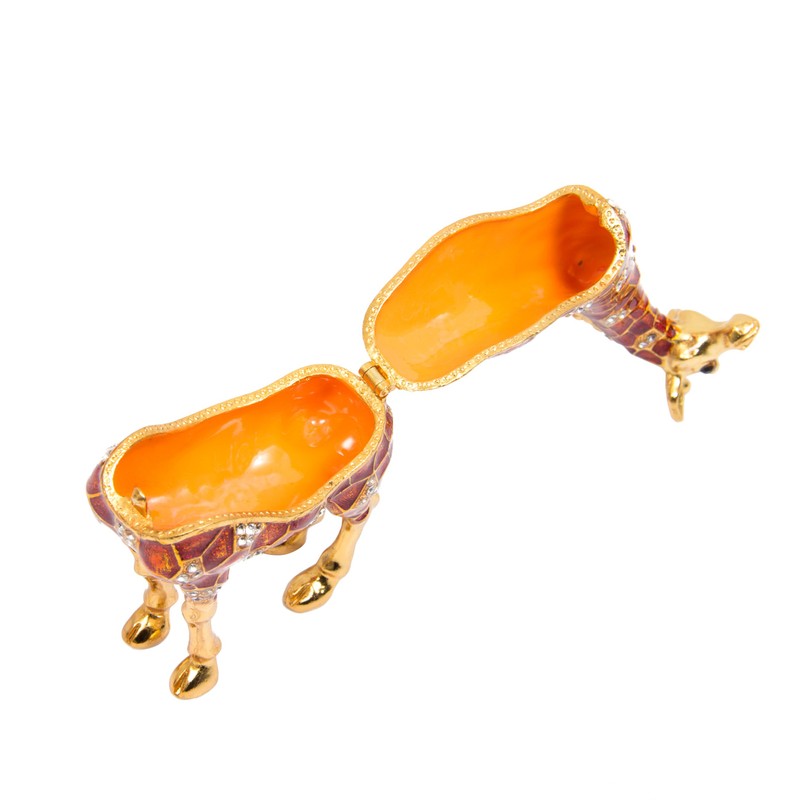 QIFU Vintage Hand Painted Giraffe Enamel Trinket Box Hinged