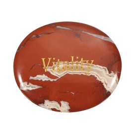 PATIKIL Natural Thumb Worry Stone, 1.8"x1.5" Oval Crystal Stone with Inspirational Words, Pocket Rock Anxiety Crystals for Women Stress Gifts Meditation, Pure Red(Style 19)