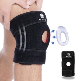 MAYKI Knee Support Men 1 Piece Non-Slip Knee Support Men / Women with Patella Gel Padding, Adjustable Bandage Knee for Meniscus/Osteoarthritis/Orthopaedic, Breathable Knee Support for Sports