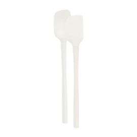 Tovolo Flex-Core Mini Kitchen Utensil Set of 2, Heat-Resistant & BPA-Free Silicone Spatula & Spoonula, Cast Iron & Non-Stick Cookware, Dishwasher-Safe, White