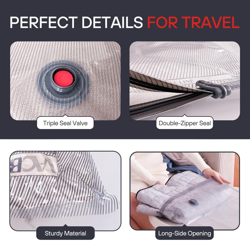 VMstr 12 Pack Vacuum Storage Bags for Travel, Carry-on Size