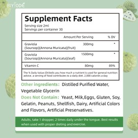 Soursop Graviola Liquid Drops: 1800mg Premium Antioxidant Support for Immune Health Digestion Relaxation Sleep Vegan Gluten Free Sugar Free 1 Fl Oz 30 Day Supply
