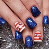 24Pcs 4th of July Press on Nails Short Square Independence