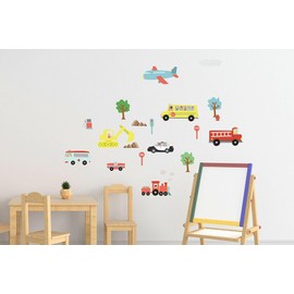 WALPLUS Happy Cars Wall Stickers for Kids Rooms - Playful Nursery Decor, Removable Vinyl Decals for Boys & Girls, 125x85cm