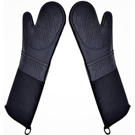 Extra Long Professional Silicone Oven Mitts with Quilted Liner, Durable Heat Resistant Oven Gloves, Heat Resistant Oven Gloves,2pcs