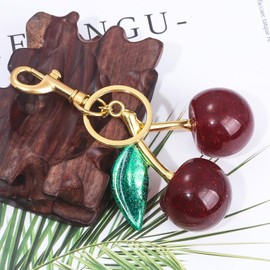 Beljeley Cute Red Cherry Keychain Charm for Women - Aesthetic Purse & Bag Accessory, Perfect for Car Keys Handbags and Christmas Wine