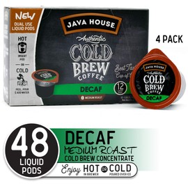 Java House Single-Serve Cold Brew Coffee Pods – Premium 100% Arabica Liquid Concentrate – Smooth & Bold Decaf Roast – 6 Pods – Ready Hot or Iced, Travel-Friendly, TSA Approved