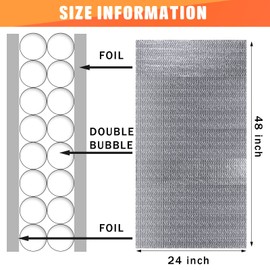 Garage Door Insulation Set Double Bubble Insulation Panels Reflective Aluminum Radiant Barrier Thermal Insulation Shield with Adhesive Tape for Garage Greenhouse Attics Walls (16 Pcs, 24 x 48 Inch)