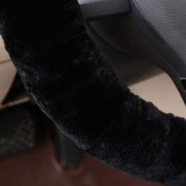 OGLAND - Funda de piel de oveja suave y esponjosa para volante de coche universal para vehículos de automóvil para mujeres y hombres, 14 1/2 "-15 1/2 pulgadas, accesorios peludos, piel de oveja