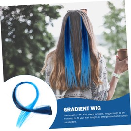 PACKOVE 6Pcs Gradient Blue Synthetic Hair Extensions Hairpieces for Women Party Highlights Curly Straight Colored Hair Accessories for Festivals and Daily Styling