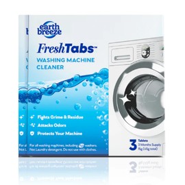 Earth Breeze Fresh Tabs - Washing Machine Cleaner Tablets - Deep Cleaning to Fight Odor-Causing Residue for Front Loader, Top Load, HE Washers - for Fresher, Cleaner Laundry - 6 Month Supply