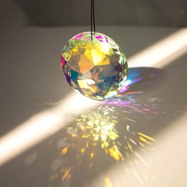 75 mm Round Bauhinia Crystal Prisms Hanging Prism Crystal Sun Catcher Rainbow Maker Chandelier Crystal Pendant Ornaments Hanging Decoration Crystal Pendant for Window Decoration Garden House