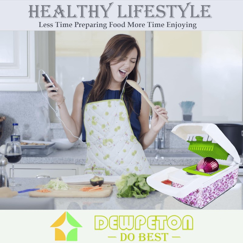 Dewpeton Pro-Series 16-in-1 Mandoline Slicer & Spiralizer, Veggie Chopper with