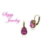 Dark Rose Pink Pear Shaped Earrings Made with Genuine Austrian
