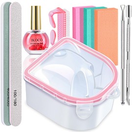 Nail Soaking Bowl, IKOCO Gel Nail Polish Remover Bowl Kit Easily Soak off Dip Powder Gel Polish for Nail Techs & Women (Pink)