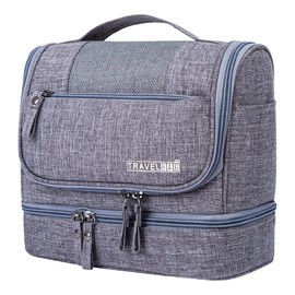 Toiletry Bag Travel Hanging Toiletry Wash Bags Cosmetic Case Makeup Brush Organizer Toiletries Makeup Bags Hook & Handle Portable Large Capacity Cosmetic Organizer for Travel Business Vacation (Gray)