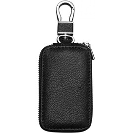Funda para Llave de Coche, Funda de Piel, Llavero Inteligente de Coche, Soporte de Gancho para Llavero con Cierre para Llave de Control Remoto (Negro)