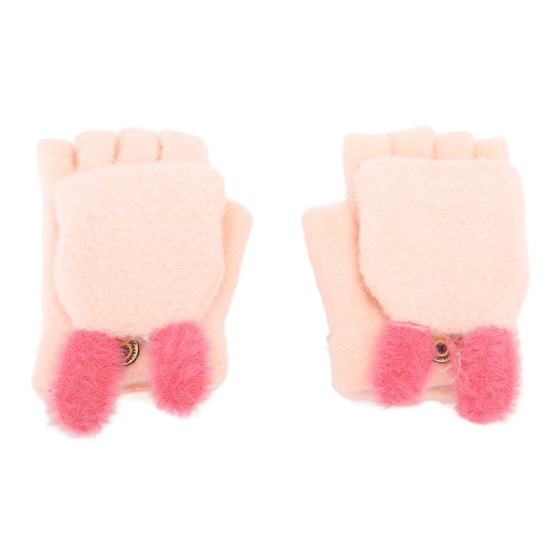 USB Heated Knitted Flap Gloves Half Finger 5V Winter Heating