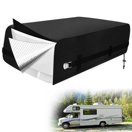 RV Air Conditioner Cover, 600D Heavy-Duty 3 Layer Insulated, Reinforced Windproof RV AC Covers for Roof, Compatible with Coleman Mach 15/10/8 and Other Models (43"D x 30"W x 15"H), Black