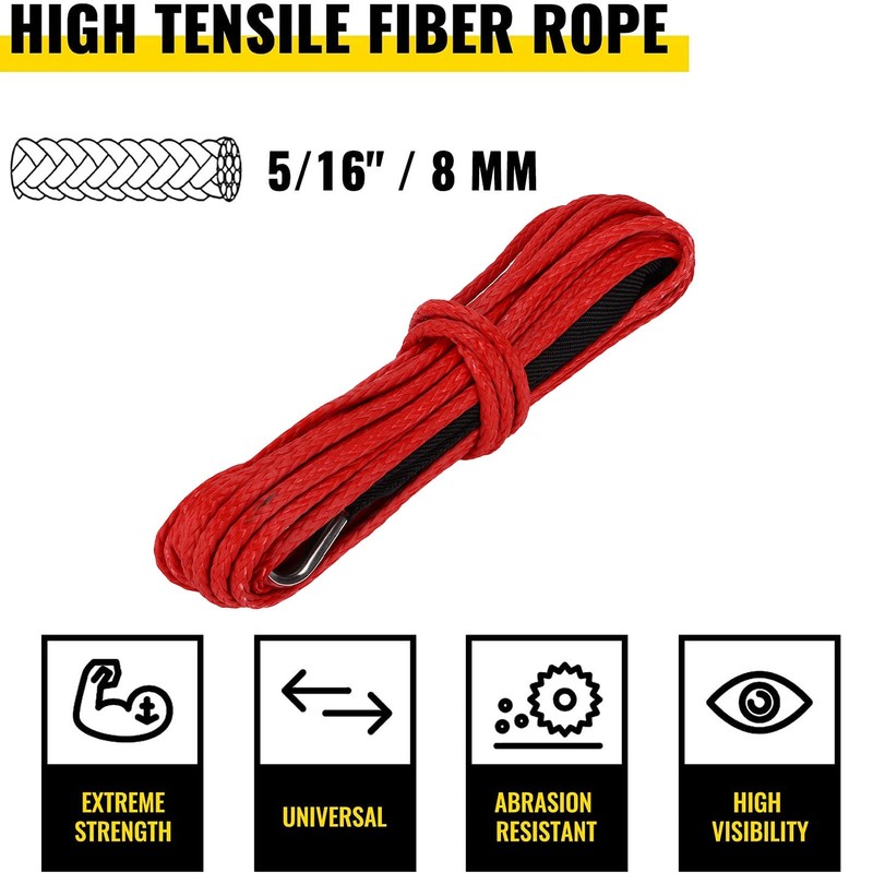 Synthetic Rope, 7700 LBS Winch Cable Nylon 15 m Synthetic