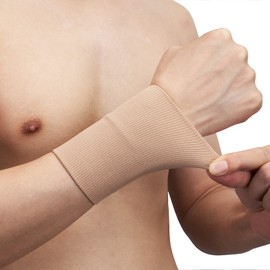 FKDG 1 Pair Wrist Support Forearm Compression Sleeve Tattoo Cover Up Sleeves Wristbands Beige (M)
