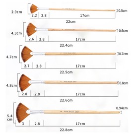 FDCGAS Fan Brush Set – 5 Pieces Fan Brush Acrylic Paints Artist Brush Set for Acrylic, Oil Painting, Gouache and Tempera Painting, Versatile, Suitable for Everyone