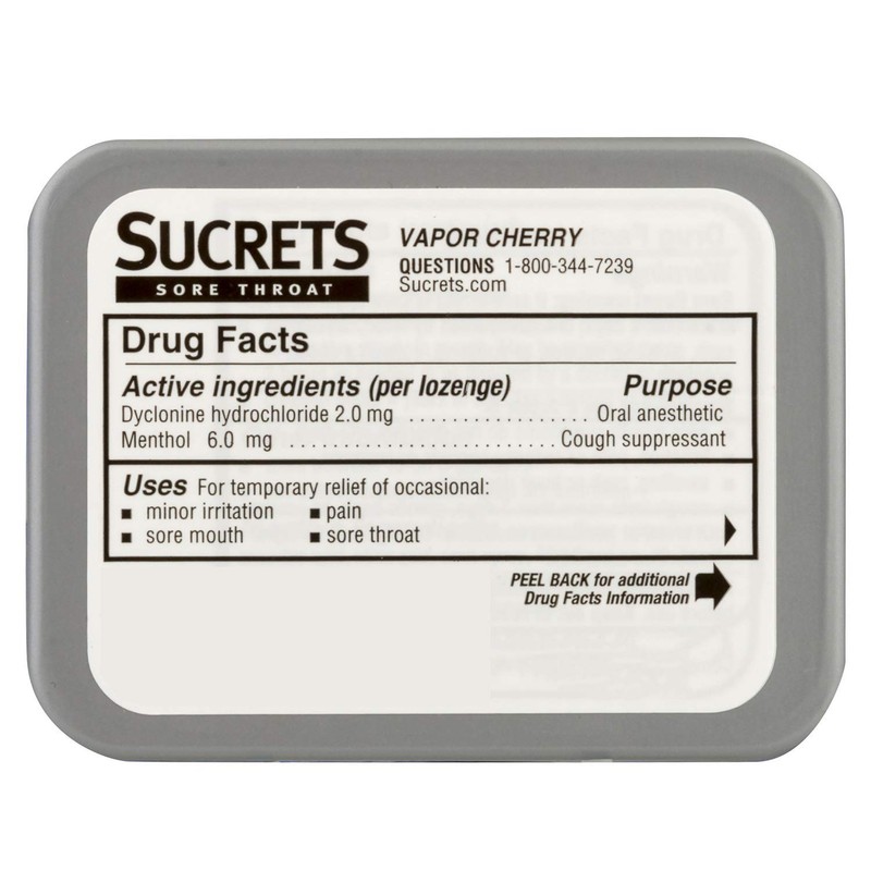 Sucrets Lozenges, Sore Throat & Cough Vapor Cherry, 18 ct