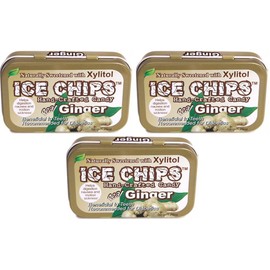 ICE CHIPS Xylitol Candy Tins (Ginger, 3 Pack) - Includes BAND as shown