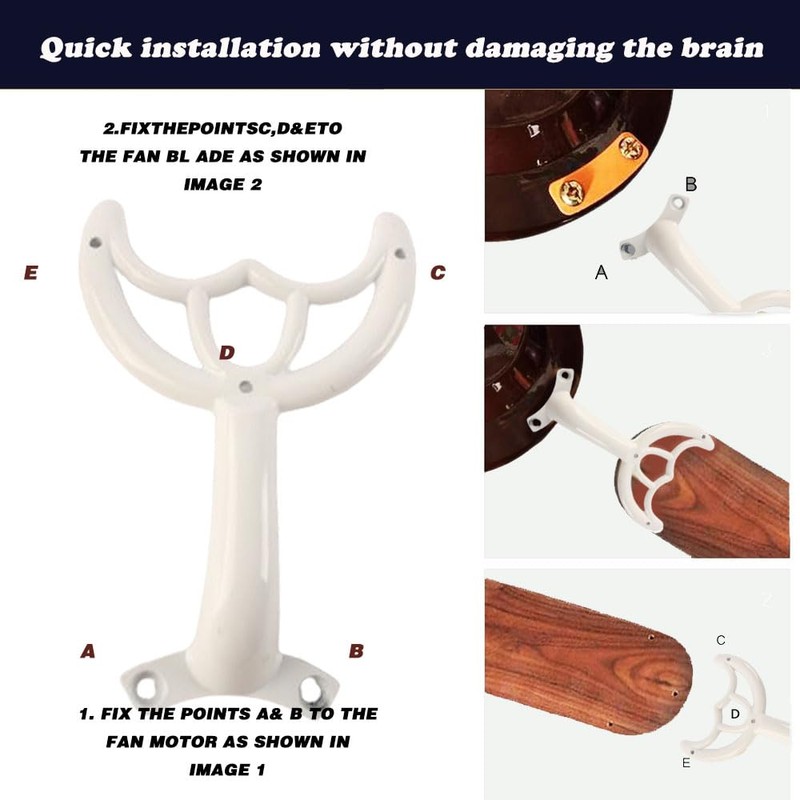 ZIYOUGOU 42’’ Replacement Ceiling Fan Blades Arm,5pc. (white)