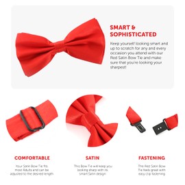 ILOVEFANCYDRESS Adults Red Plain Bow Tie One Size - perfect for Clown dress up, Dance & Stage Shows - Pack Of 1