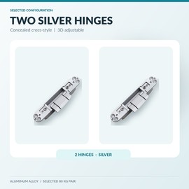 2 Pack Invisible Door Hinges, 3D Adjustable Concealed Aluminum Alloy Hinges for Wooden Doors, 40KG/80KG Options