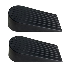 2Pcs Door Stoppers, Extra Large Rubber Door Wedge Heavy Duty Doorstop for Floor, Anti-Skid, Black
