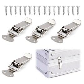 Stainless Steel Tension Clasp with Screws 4pack, 56mm Spring Loaded Toggle Latches Hasp Catch Clamp Clip Heavy-Duty Toolbox & Cabinet Clasps Corrosion for Cabinet Drawer Case Box Safety-Edged Design