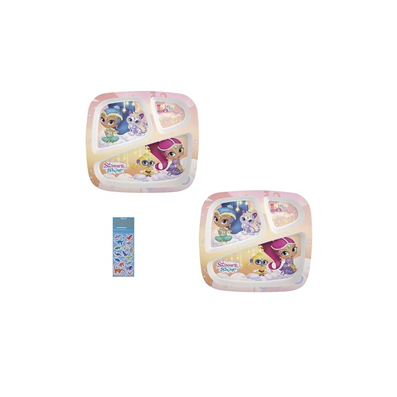 Unique Shimmer and Shine Bundle includes 3-section Kids 8" Melamine
