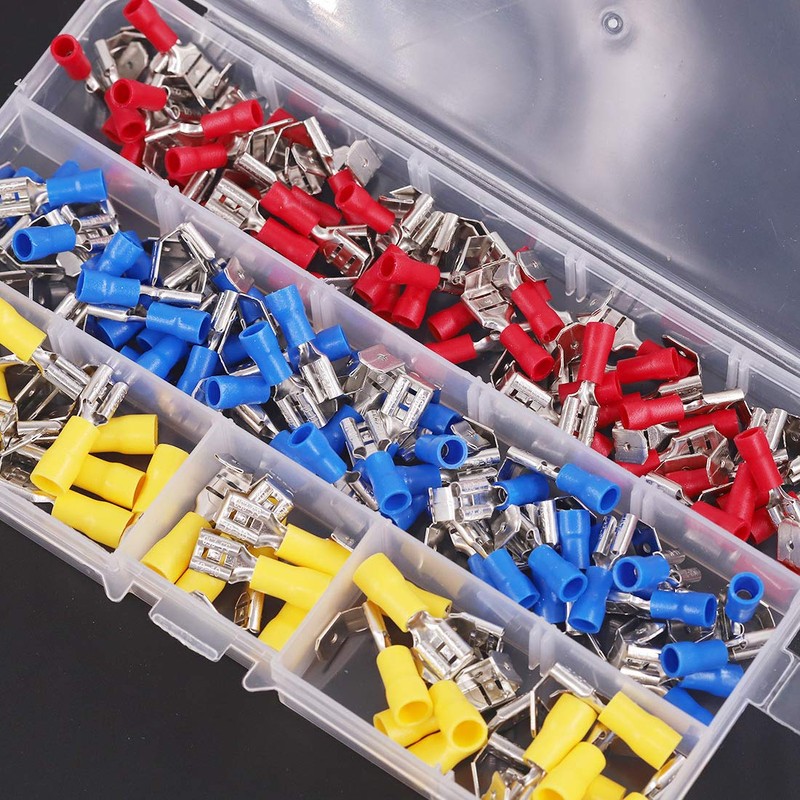 Hilitchi 120pcs 22-16/16-14/12-10AWG Piggy Back Insulated Terminals Electrical Wiring Wire
