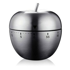 Kitchen Timer Cute Manual Stainless Steel Mechanical Rotating Alarm 60 Minutes Count Down Timer for Cooking Kitchen Baking Sports(Apple)