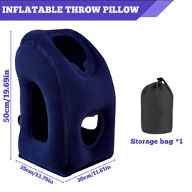 LEKEFETO Inflatable Travel Pillow Neck Pillow Inflatable Pillow Portable Travel Pillow Neck Support Pillow Comfortable Supports Head and Chin for Car, Plane, Train Train, Camping, Navy Blue