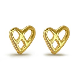 Gold Heart Earrings for Women. Small size Dimensions: 0.40 in X 0.30 in. Ellegant and Delicate Gold Plated Heart Stud Earrings. Heart and Love Earrings for a Daily use, Work and Social Gatherings by CaVaMa
