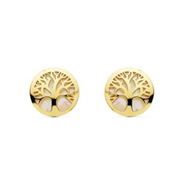 Women's & Children's Tree of Life Stud Earrings - Yellow Gold 9 Carat (375) - Gift Box, Yellow Gold, No Gemstone