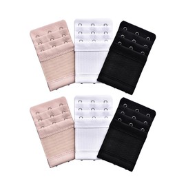6 Pieces Women's Bra Extenders Elastic Stretchy Bra Extension Strap for Girls Favors, 3 Rows x 3 Hooks (Black, White and Grey)