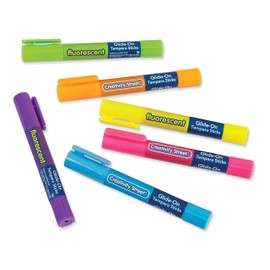 Creativity Street Glide-On Tempera Paint Sticks, 6 Assorted Fluorescent Colors, 5 Grams, 6 Count